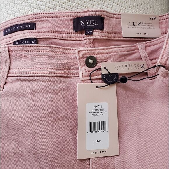 NYDJ Marilyn Cuff Straight Leg Jeans size 22W in Pink - NEW - Picture 10 of 12
